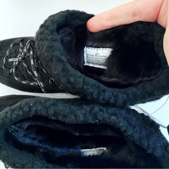 Old Navy | Faux Fur Suede Lined Sherpa Boots Blackjack Black Winter New Size 7 - Picture 11 of 13